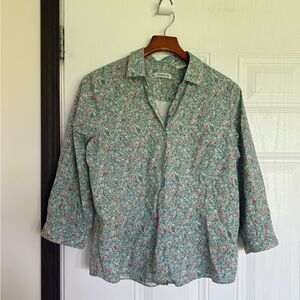 2 for $20 sale: Orvis green floral collared button down shirt - 14
